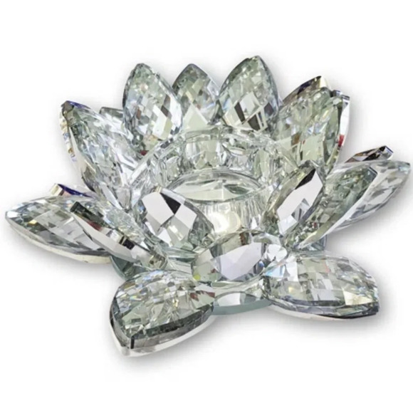 Crystal tea light holder shiny silver  mirrored stunning luxury candle decor - Picture 2 of 6